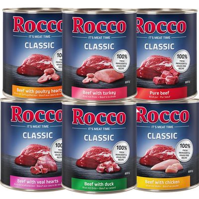 Rocco Classic marha kacsával, 800 g konzerv. 100% friss összetevők és gabonamentes recept.