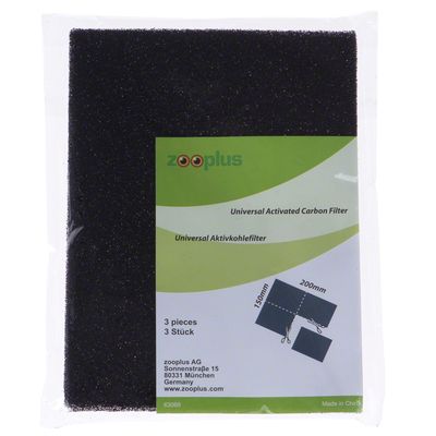 Univerzalni filter s aktivnim ugljenom, dimenzije: 150 mm x 200 mm, 3 komada. Zooplus AG, Sonnenstraße 15, 80331 München, Germany. Made in China.