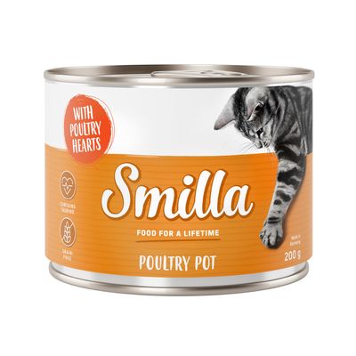 Smilla Poultry Pot macskaeledel, taurinnal, gabonamentes, szívvel, Németországban készült, 200g konzerv.