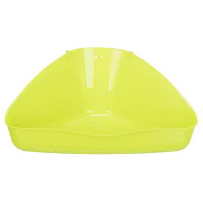 Triangular yellow plastic bowl, suitable for corner placement.