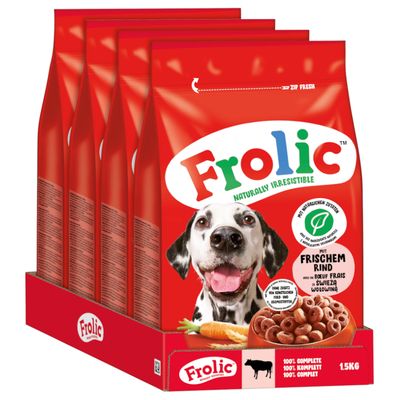 Frolic pienso seco con ternera fresca, paquete de 1,5 kg. Con ingredientes naturales, sin aromas artificiales añadidos. 100% completo para perros.