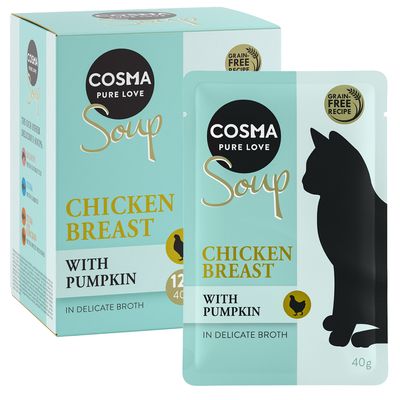 Cosma Pure Love Soup, gabonamentes recept, tonhal sárgarépával finom levesben. Csomagolás: 12x40g adag tasak.
