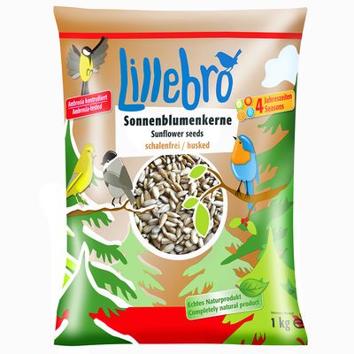 Lillebro napraforgómag, héj nélküli, Ambrosia ellenőrzött, valódi természetes termék, minden évszakra alkalmas. Csomagolás: 1 kg.