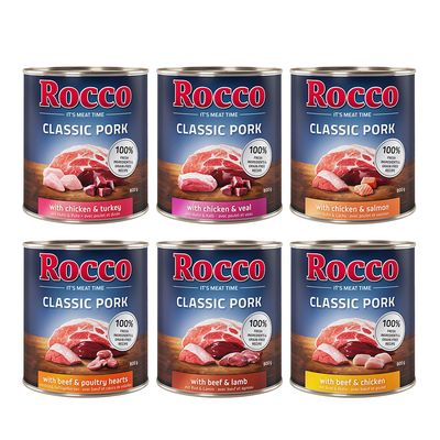 Rocco Classic Pork marhával és baromfiszívvel. 100% friss összetevők, gabonamentes recept.