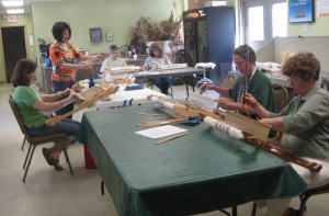 cbu-show-bday-and-weaving-class-at-mbg-028 Students in rigid heddle weaving class