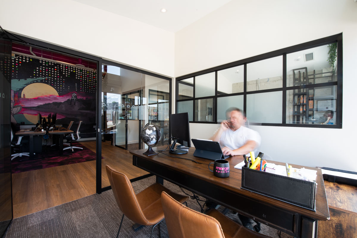 working inside private office