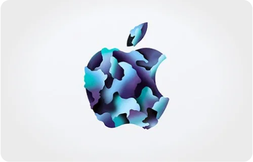 Image of a virtual gift card from Apple, featuring the iconic Apple logo.