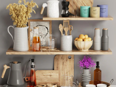 Conjunto de decoración de cocina. Modelo 3D