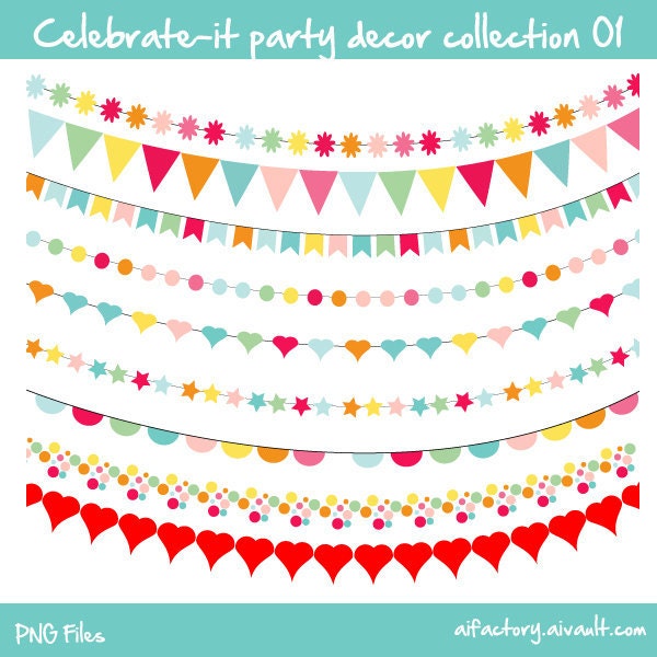 buntings celebrate-it decor collection 01 - Commercial use and personal use clipart - confetti colors