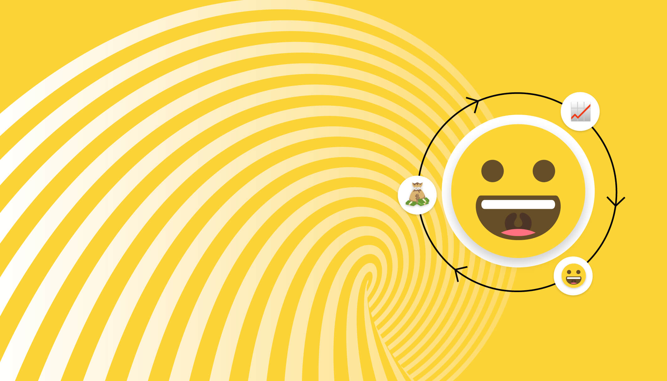 Smiley face emoji on yellow background