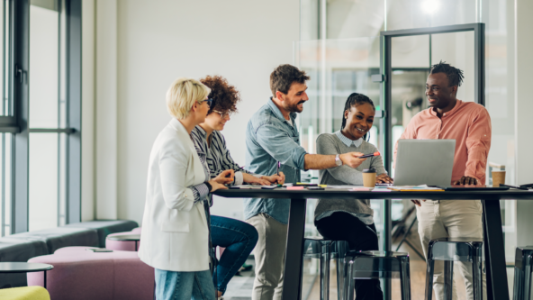 Group of people working together in an office