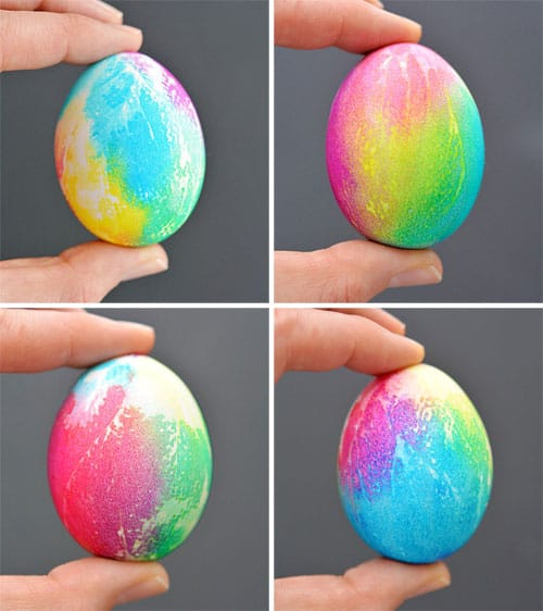 These tie dye Easter eggs are SO FUN and they're so simple to make! The colours are bright and beautiful and the eggs are completely safe to eat!