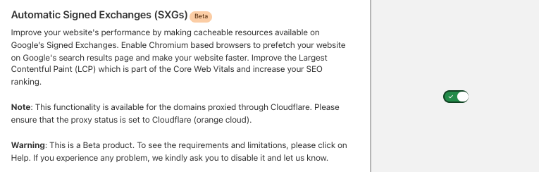Cloudflare automatic signed exchanges