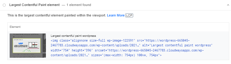 Largest contentful paint element