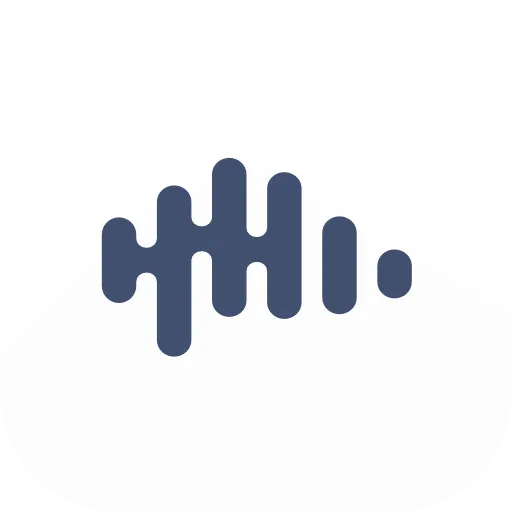Logo featuring a stylized sound wave design in dark gray on a white background.