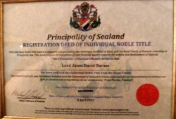Lord Jason D Barnes of Sealand