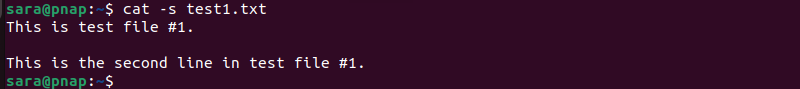 cat -s test1.txt terminal output