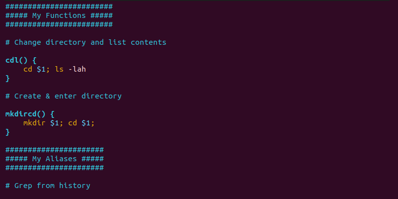 custom .bashrc functions