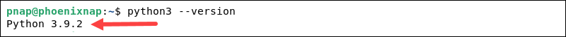 Command to check the Python 3 version.