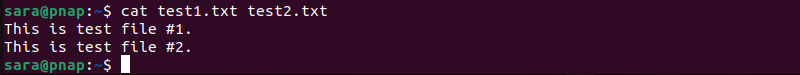 cat test1.txt test2.txt terminal output
