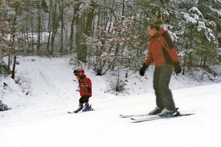 family skiing