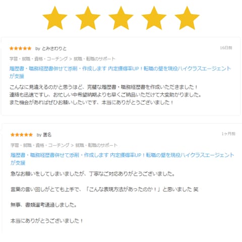 職務経歴書添削における実績・評価(3)