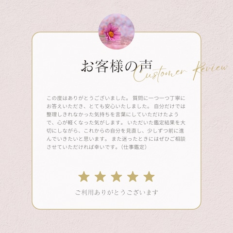 仕事鑑定のご感想