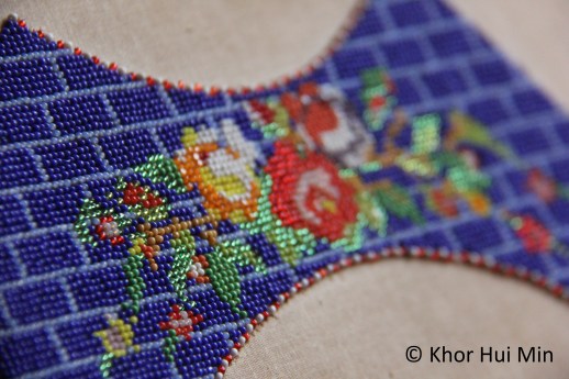 Beaded work to be sewn into traditional peranakan or nyonya beaded slippers