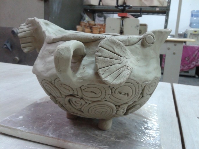 I made this large puffer fish jug by hand. Completed in a day on 2 August 2014.