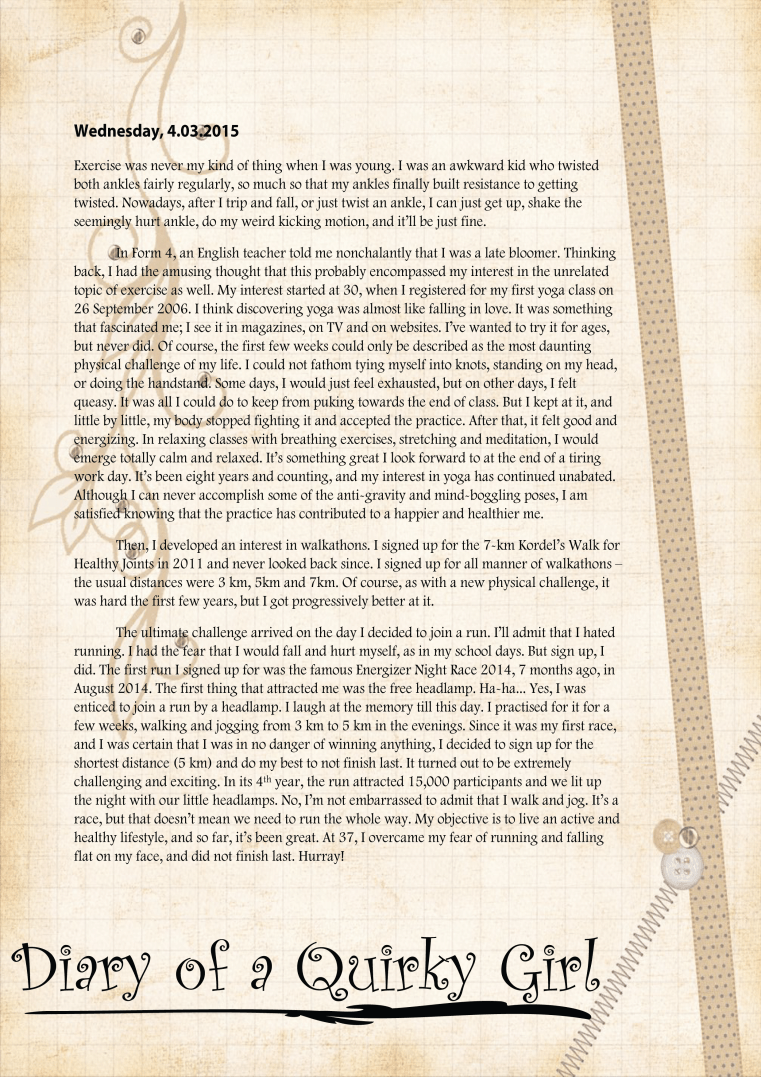 Diary of a Quirky Girl, 4.03.2015