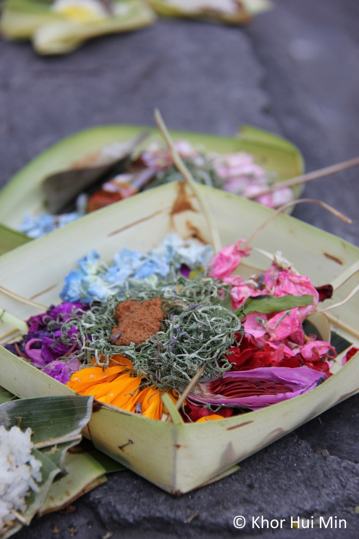 The people of Bali are very religious. Early in the morning, offerings are made in front of their shop lots.