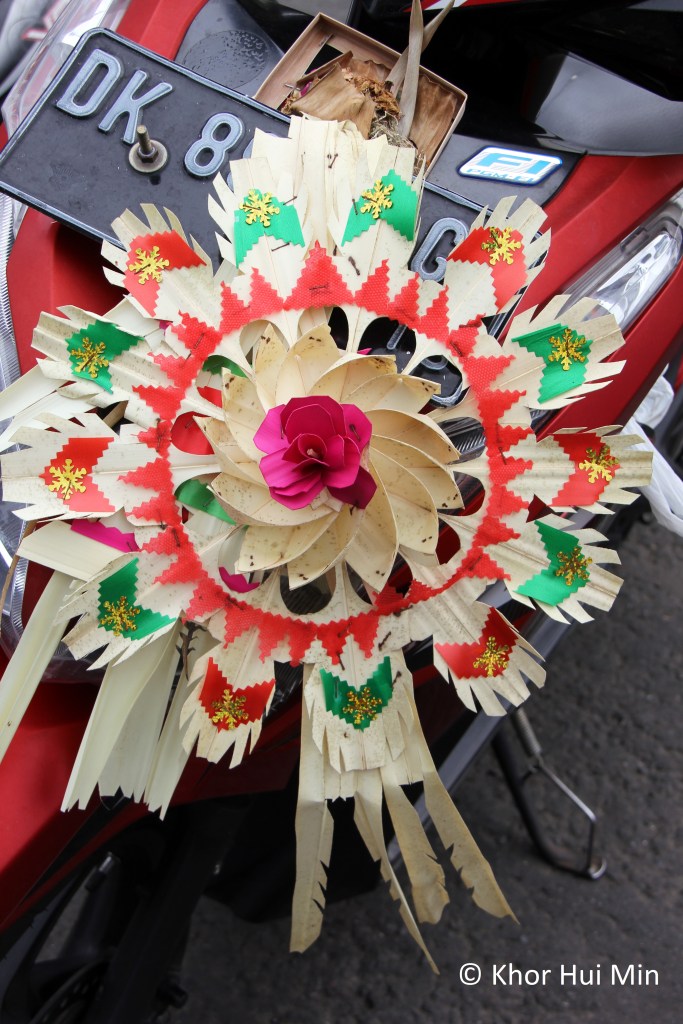 Eye-catching decorative item hung on a motorbike