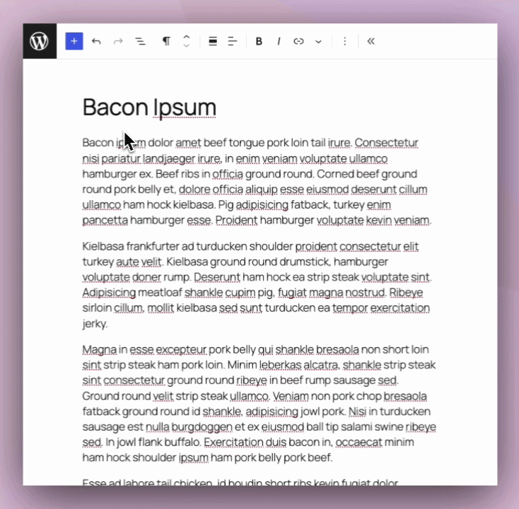 Editor Experiment: Title Generation. Post editor showing Generate button above the post title field and title recommendations in a modal.