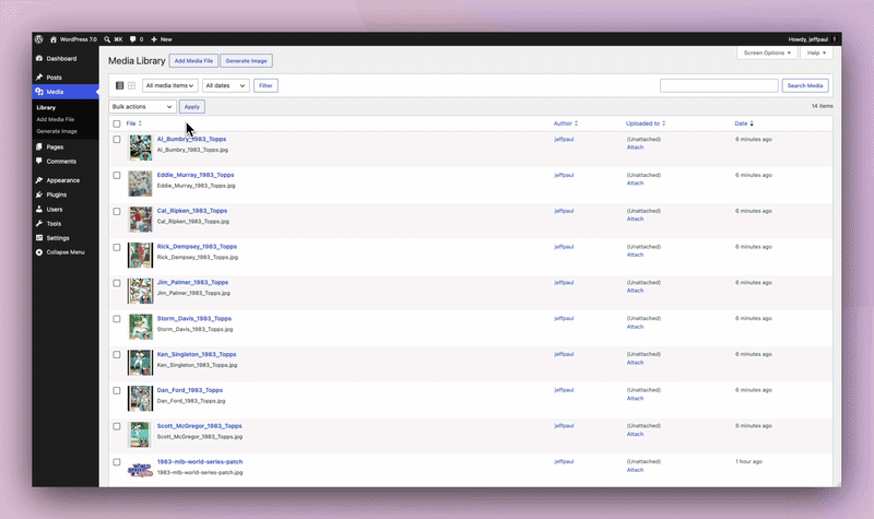 Editor Experiment: Alt Text Generation. Bulk alt text generation from within the Media Library.
