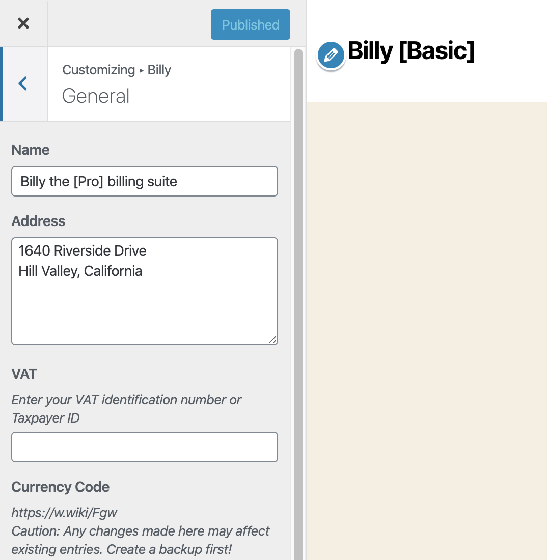 Global settings via Customizer