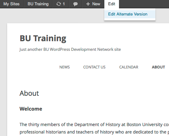 Admin bar integration makes it easy to edit alternate versions in addition to original posts from the front-end