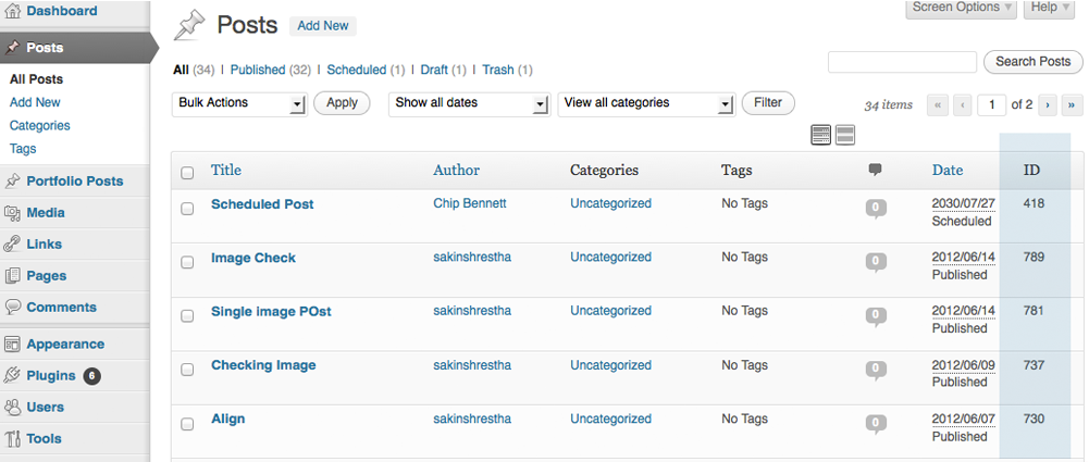 Edit Posts Page