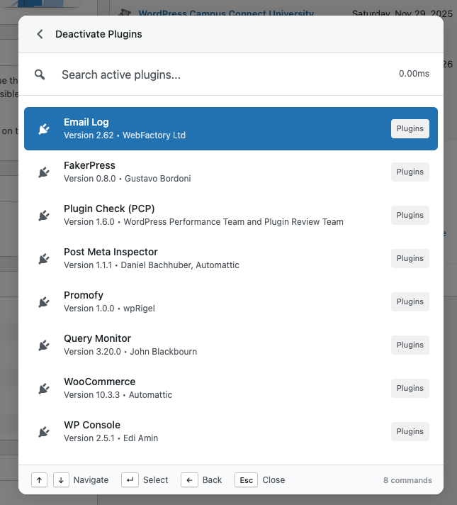 Activate/Deactivate Plugins – manage existing plugins