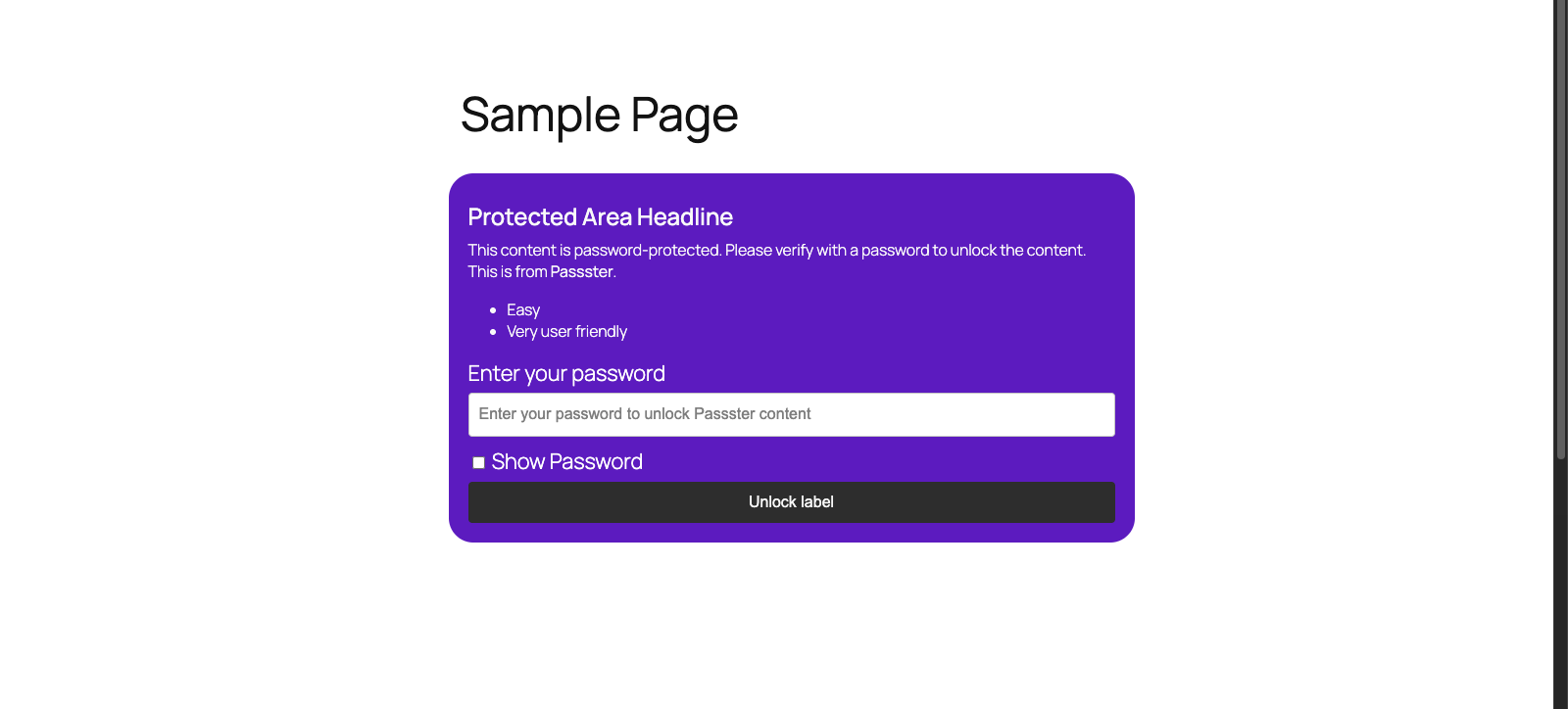 Passster Password Form