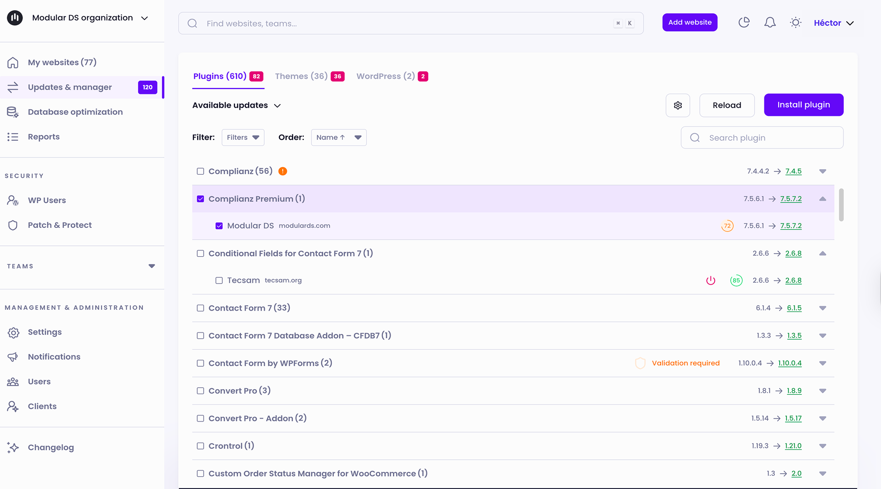 Bulk management and updates