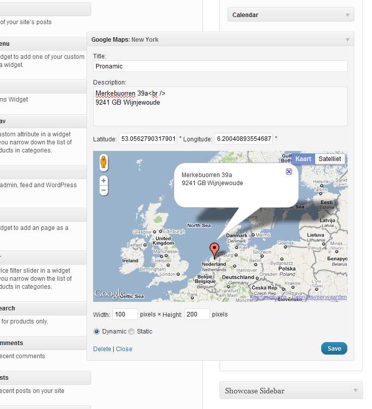 The Google Maps widget.