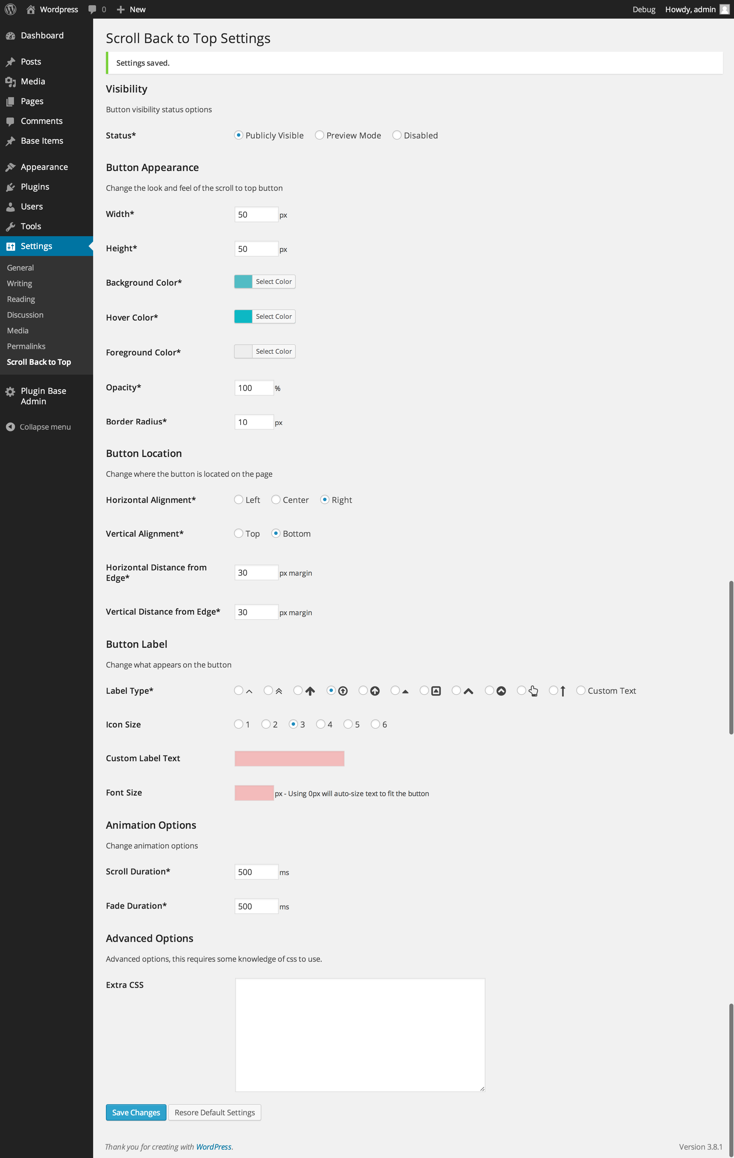 This plugin offers a number of configuration options to easliy customize the look and feel of the scroll up button.