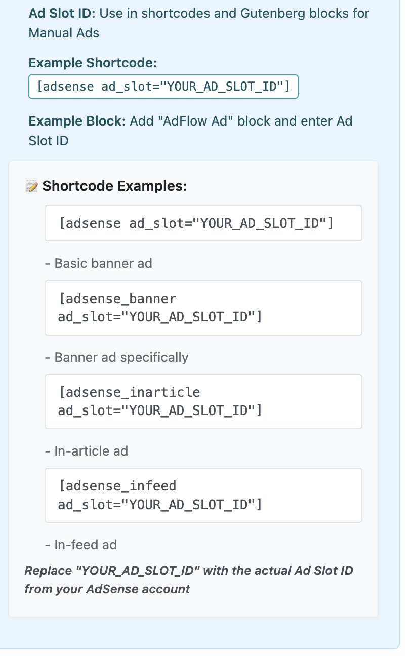 Shortcode Examples - Easy-to-use shortcodes for manual placement