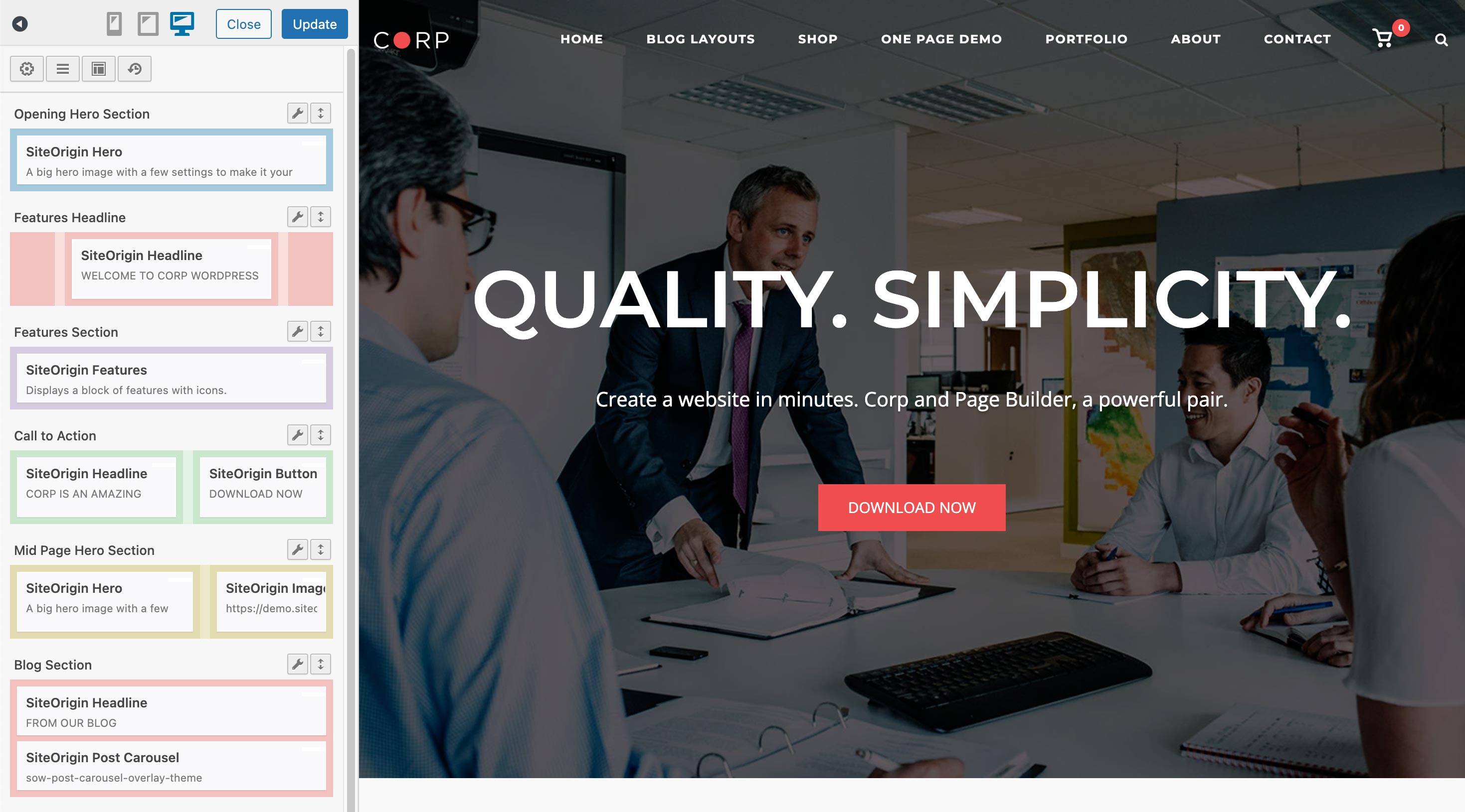 Live Editor that lets you change your content in real-time.