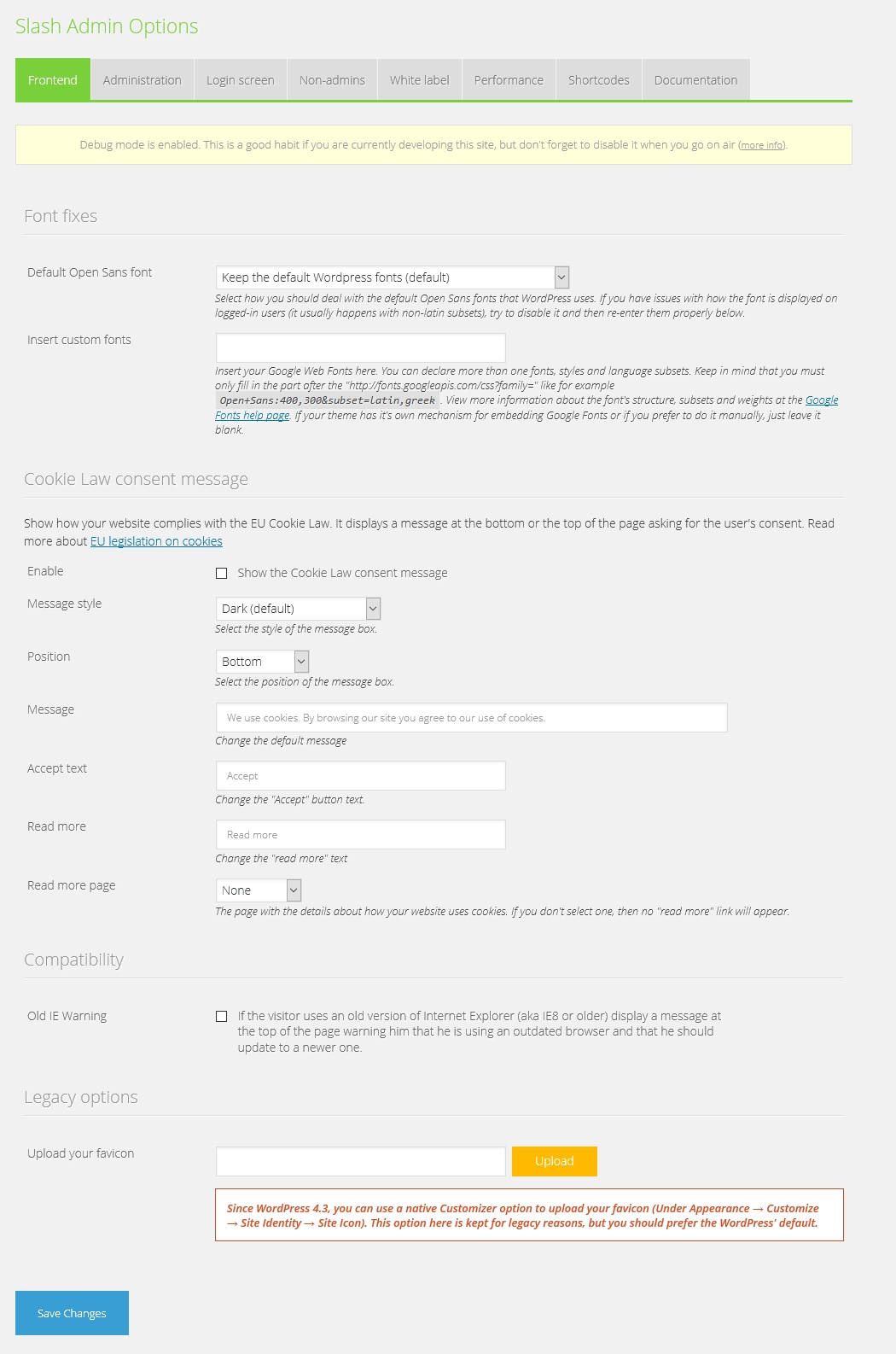 Frontend section