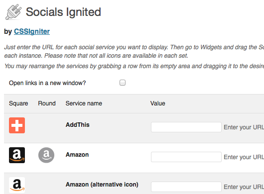 Socials Ignited options