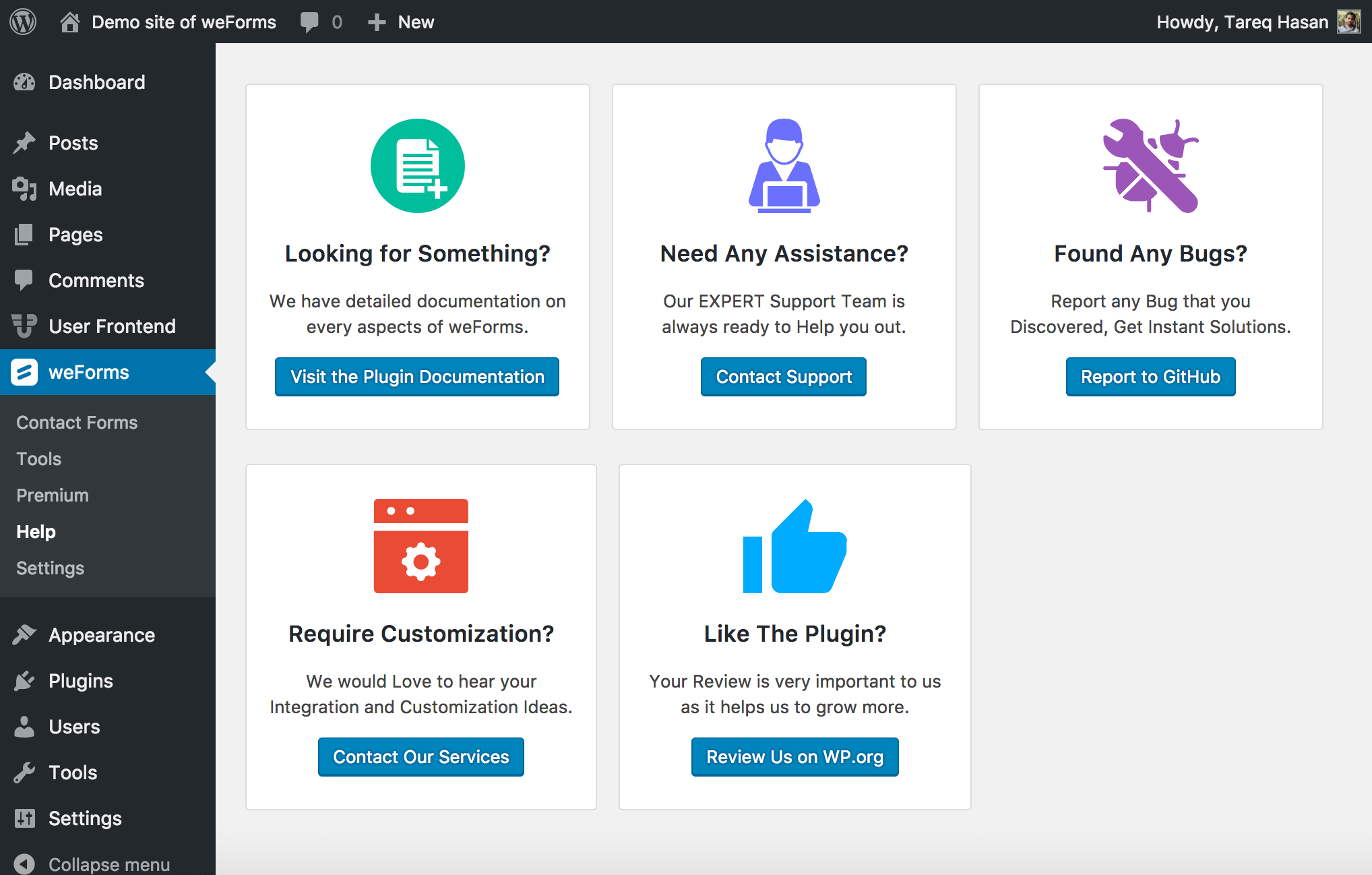 The help page