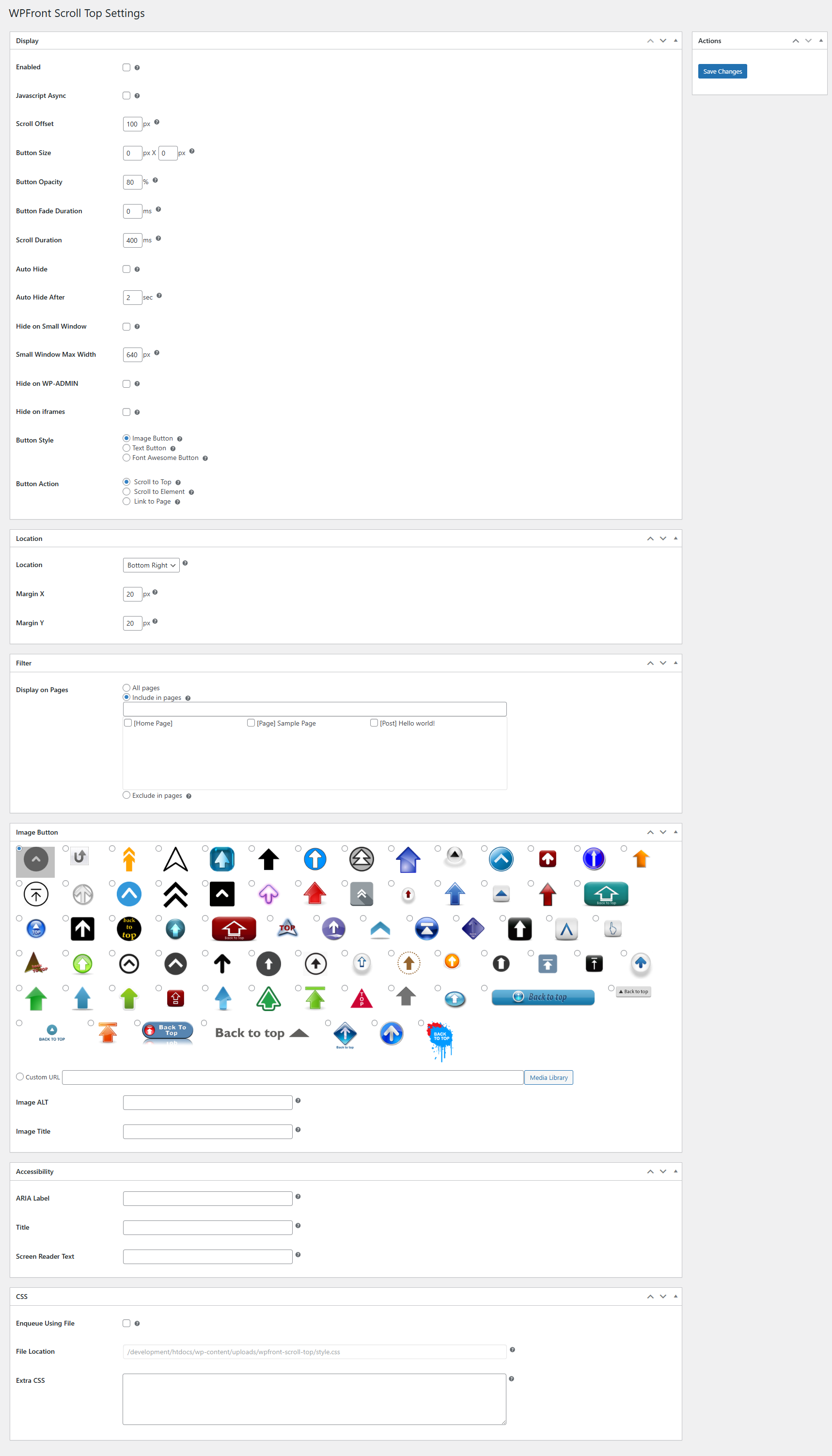Settings page.