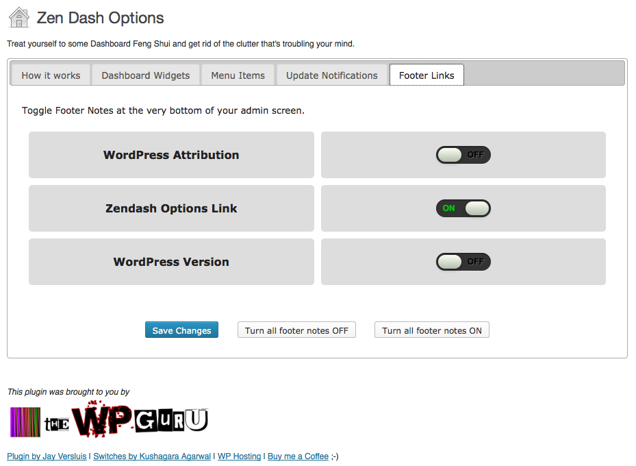 disable Footer Links