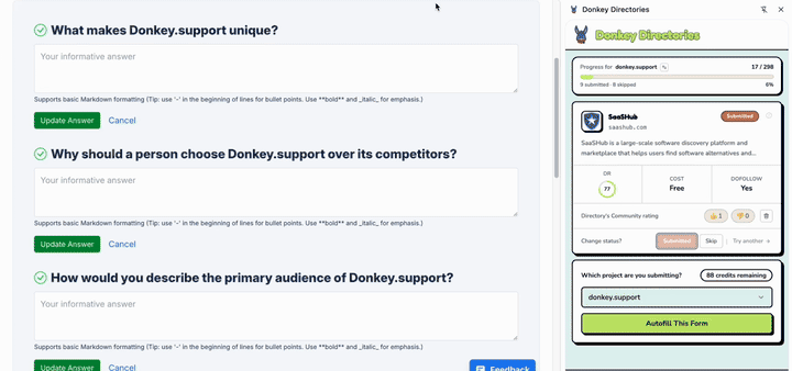 Chrome extension auto-filling a directory submission form